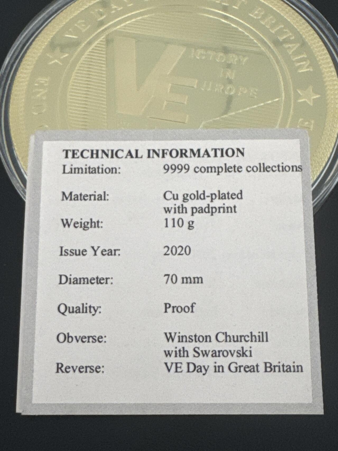 ❤️【币观天下】❤️ 第333期钱币拍卖- 2025.12.5周五晚上6点半场-长期征集拍品 英国二战胜利75周年丘吉尔首相大型镀金彩色精制纪念章70MM120克