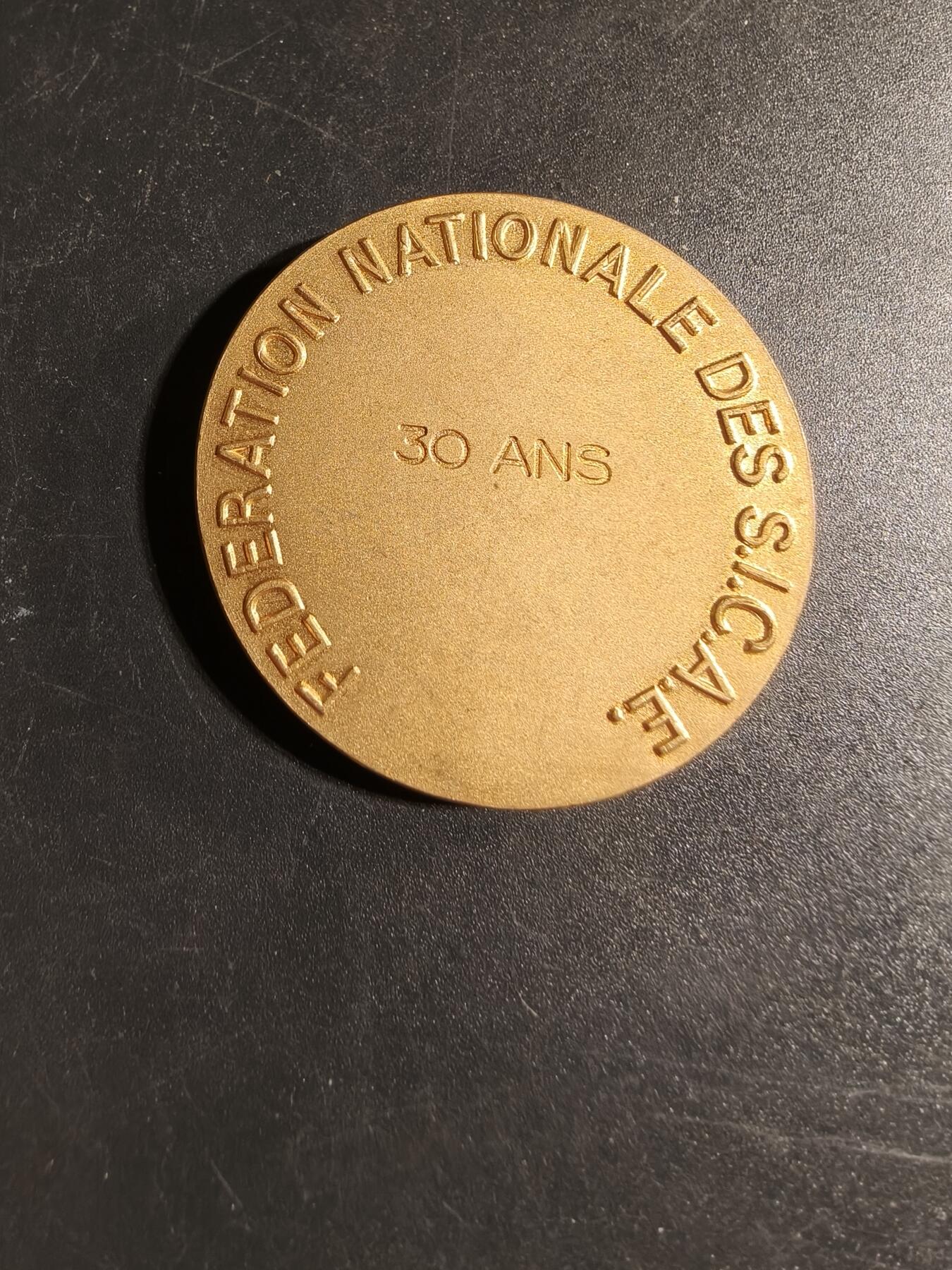 老王徽章第167期 法国S.I.C.A.E.全国联合会成立30周年纪念章     直径41mm.   重量38.1g