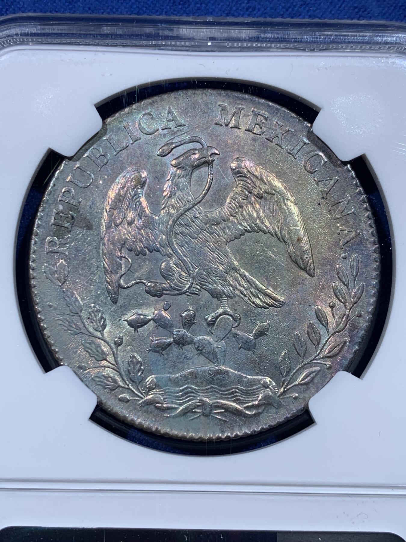 《竞宝斋》第444场 周日，周一，2场连拍 （全场包邮） NGC UNCD 墨西哥 1891年 花边鹰洋 8里亚尔大银币 状态不错