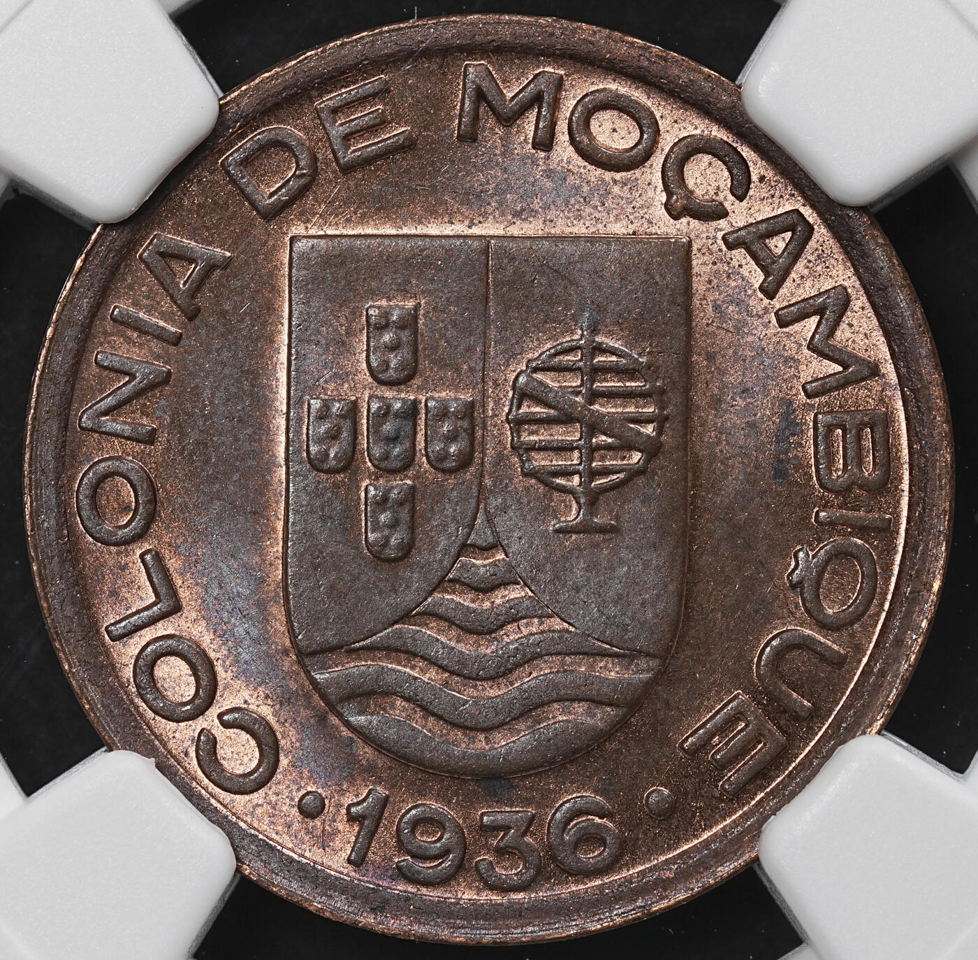 修遠堂世界钱币第九十六期 NGC MS64BN 1936年葡属莫桑比克10分铜币