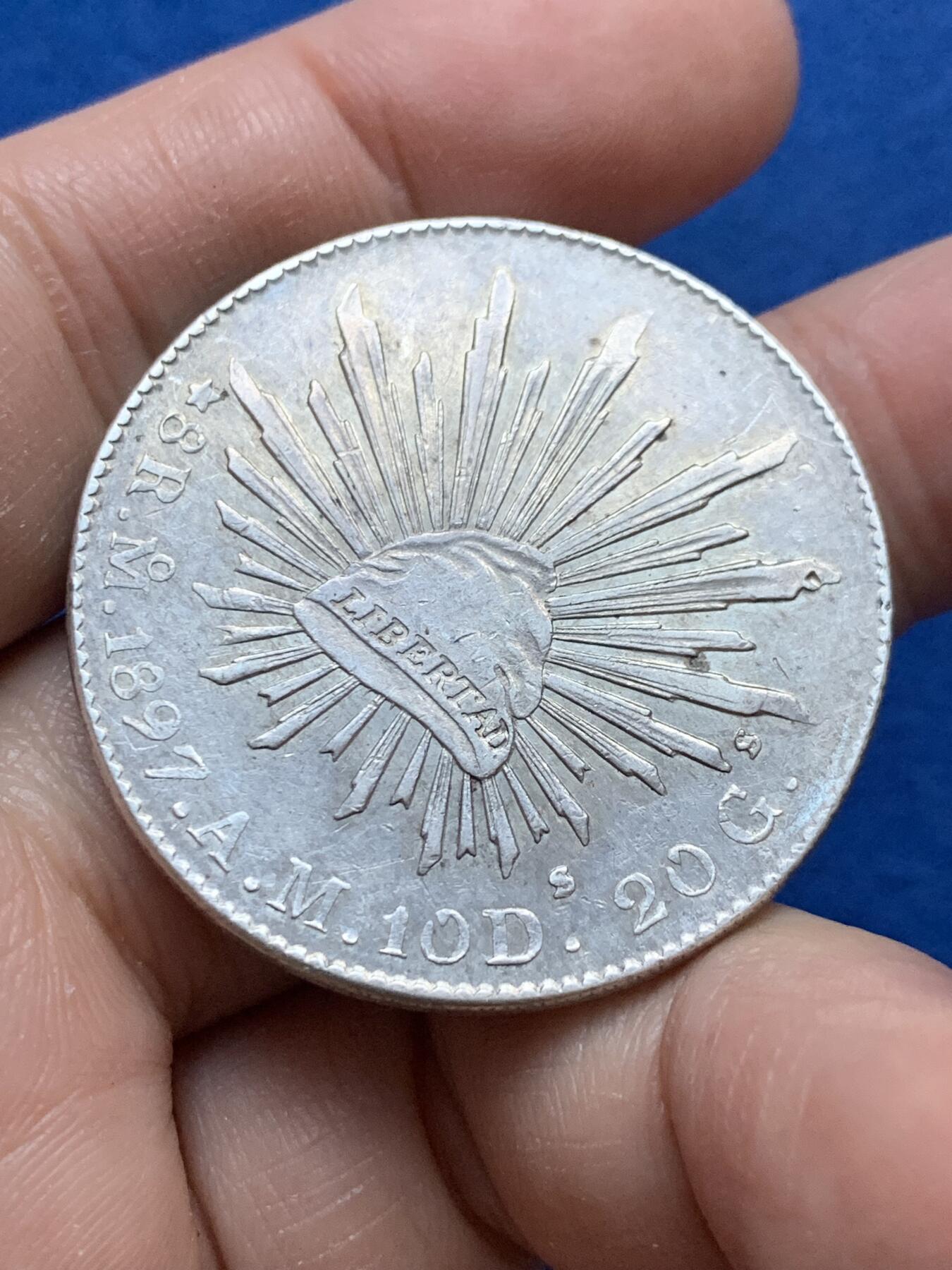 《竞宝斋》第444场 周日，周一，2场连拍 （全场包邮） 墨西哥1897 MO AM版 8R鹰洋银币 背鹰清晰 细节见图