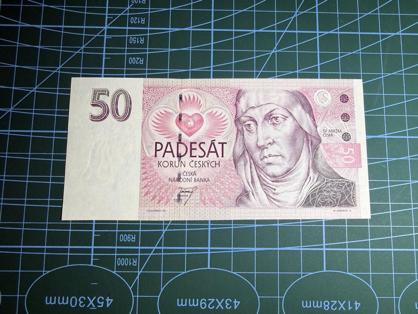 【炜奕收藏】，第五十二期 1993年捷克50克朗，UNC品相，初版