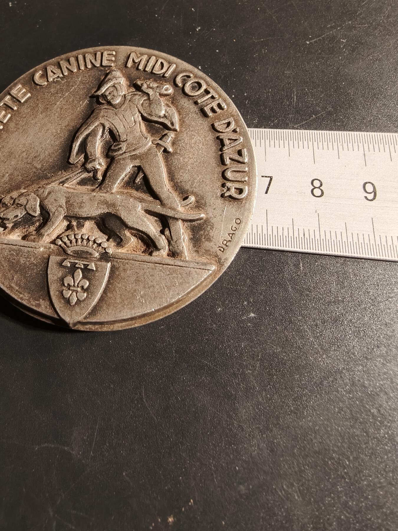 老王徽章第167期 法国蔚蓝海岸犬类协会纪念章     直径68mm.    重量140.8g