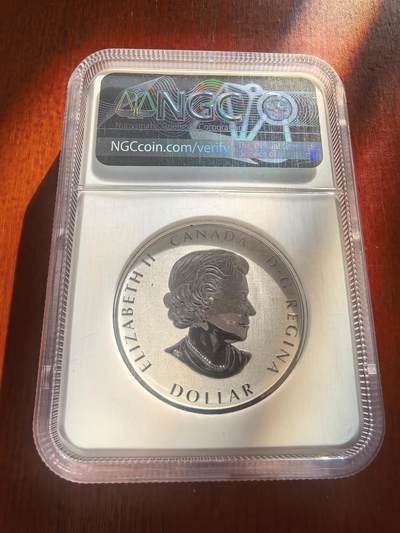 长老汇蛇年精选第七十八场拍卖 2021加拿大和平1加元超高浮雕反向精制银币，NGC PF69