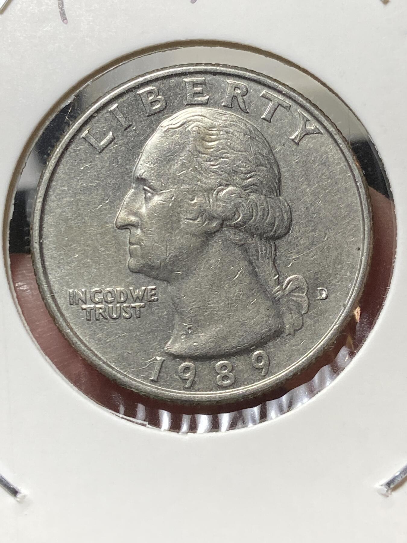 2025年第一百三十三场(总第一百五十九场）外国好品纸夹散币场(免佣金) 美国🇺🇸1989年1/4元(华盛顿1/4元第三版，D标丹佛造)