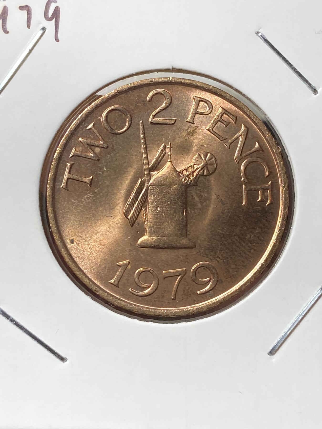 2025年第一百三十三场(总第一百五十九场）外国好品纸夹散币场(免佣金) 原光好品–英属根西岛🇬🇬1979年2便士(伊丽莎白二世时期，十进制第二套)