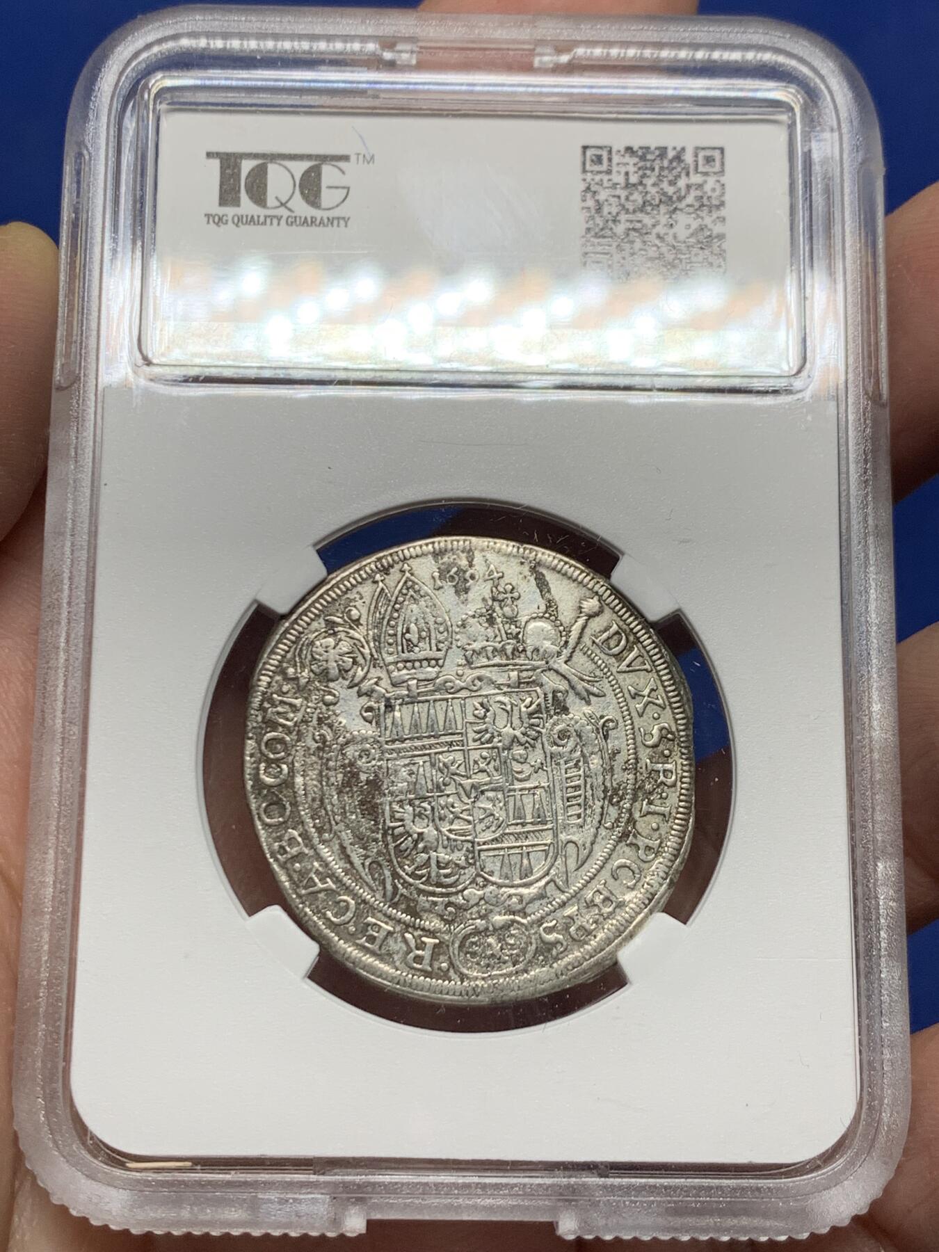 《竞宝斋》第444场 周日，周一，2场连拍 （全场包邮） TQG AUD 神圣罗马帝国 波希米亚王国奥洛穆茨主教区 1694年 15克鲁泽打制银币 细节较好 稀缺品种