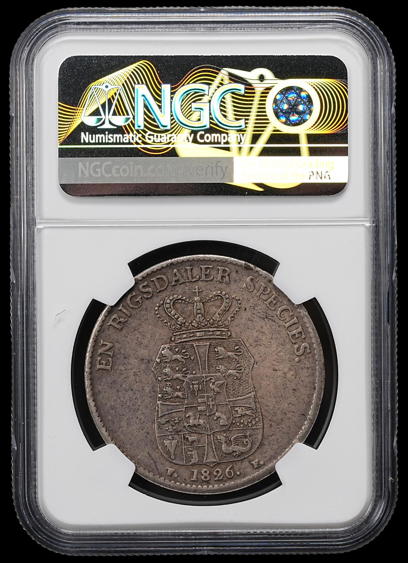 修遠堂世界钱币第九十六期 NGC AU50 1826年丹麦SPECIEDALER大银币