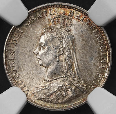 修遠堂世界钱币第九十六期 - NGC MS65 1887年英国3便士银币