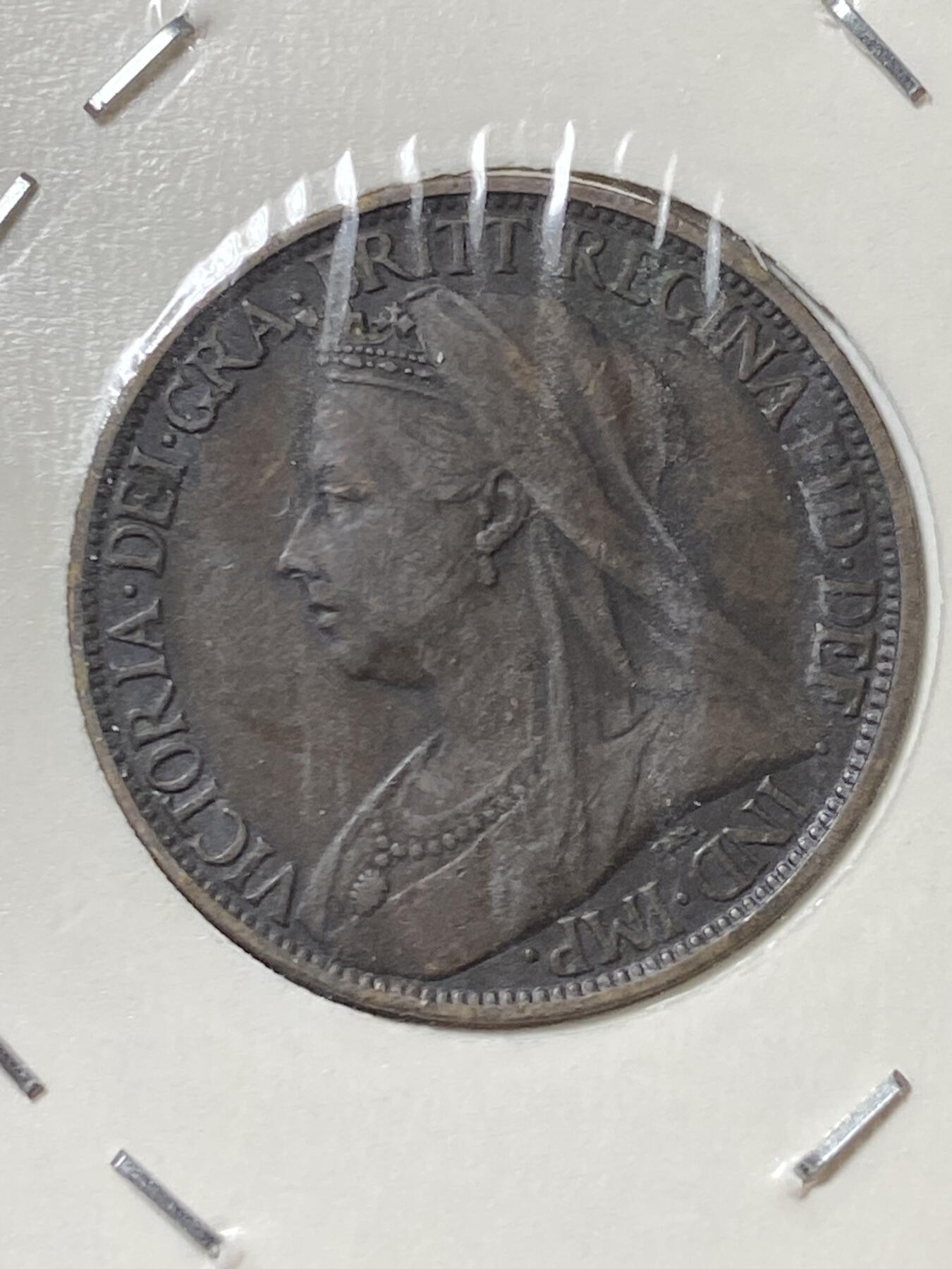 2025年第一百三十三场(总第一百五十九场）外国好品纸夹散币场(免佣金) 少见好品–英国🇬🇧1901年1法新(维多利亚女王逝世年，老年披纱关门年)