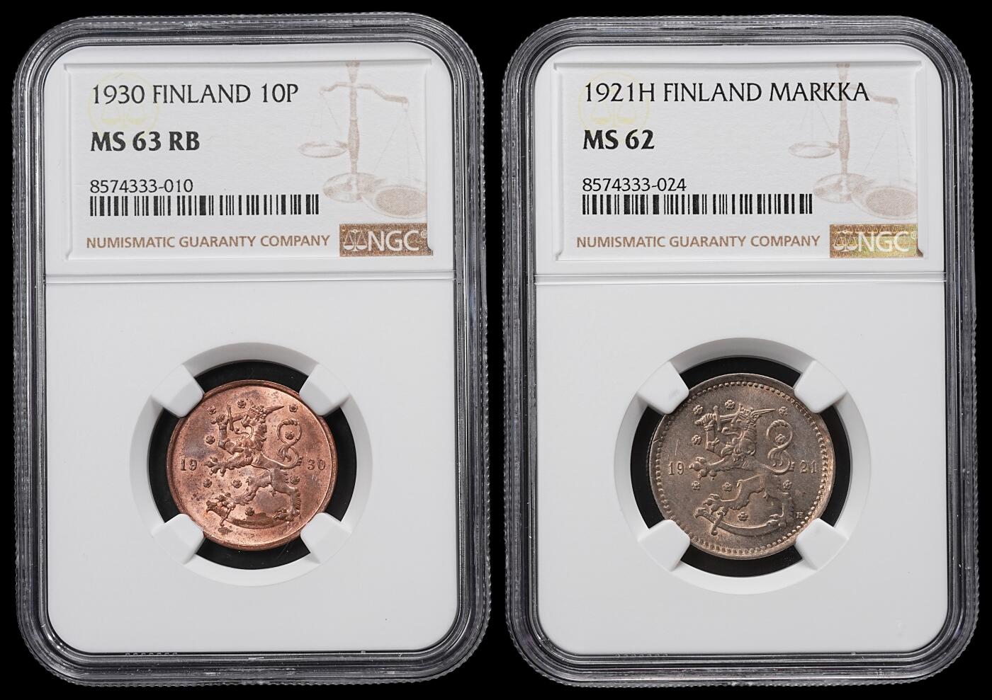修遠堂世界钱币第九十六期 NGC评级 芬兰钱币2枚