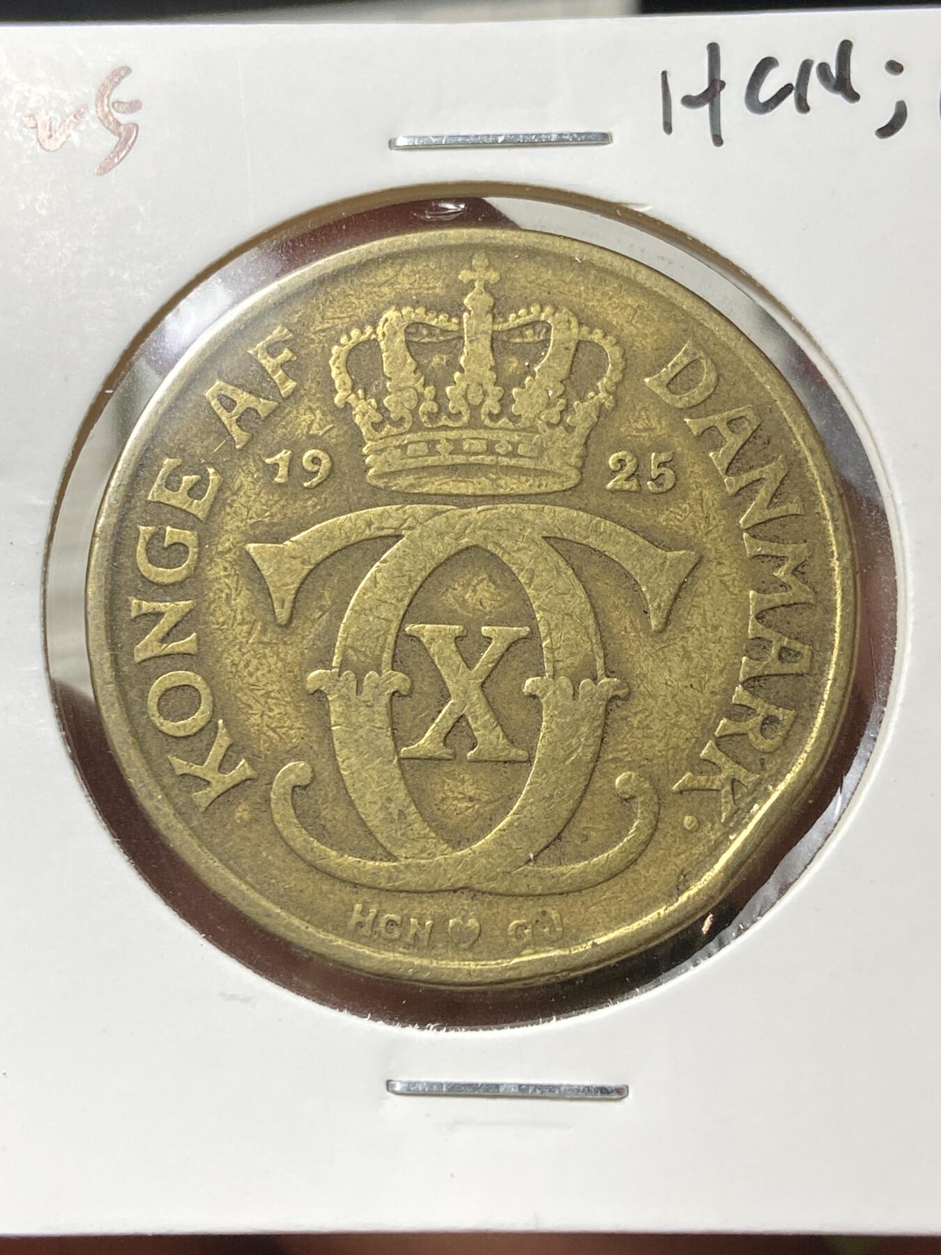 2025年第一百三十三场(总第一百五十九场）外国好品纸夹散币场(免佣金) 丹麦🇩🇰1925年2克朗(克里斯蒂安十世第二版，HCN; GJ版，仅发行3年)