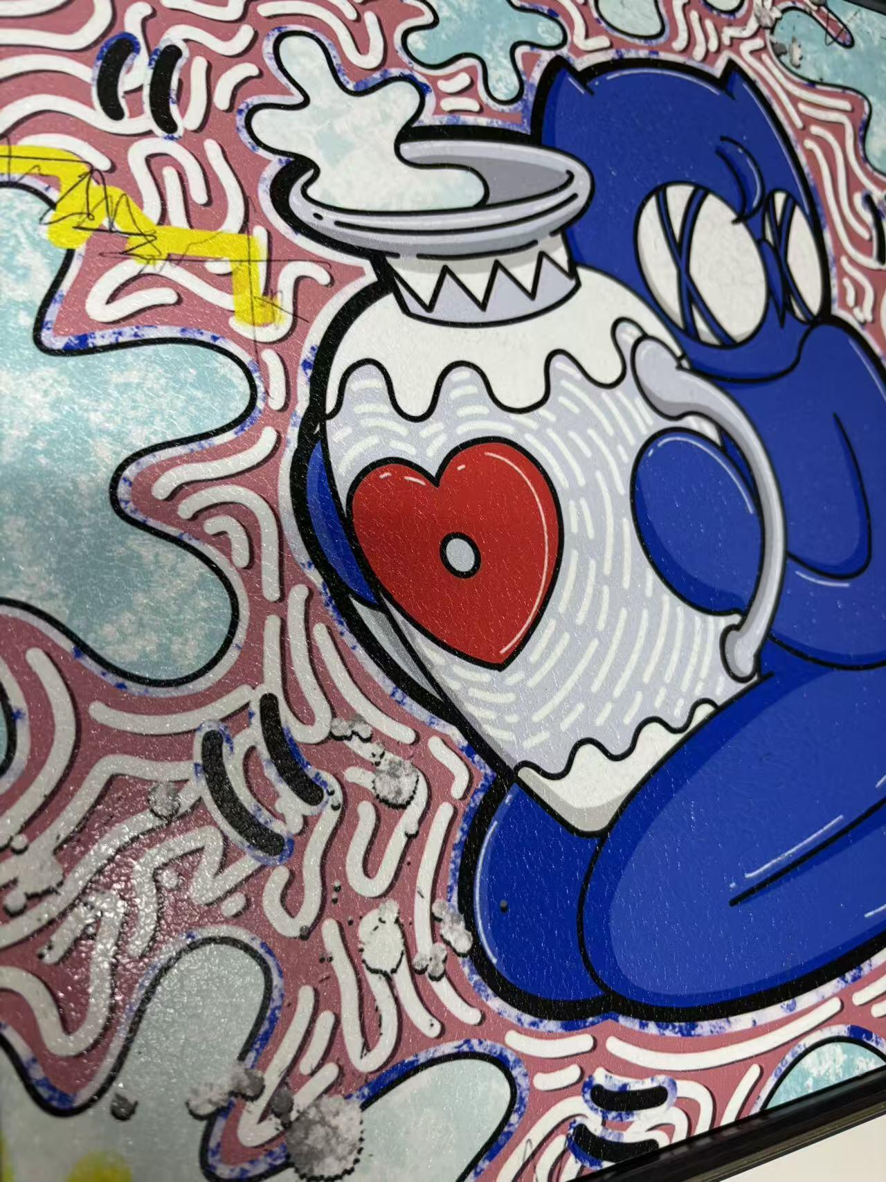 零元拍：歪歪 OWSON 系列作品装饰肌理画《十二星座-水瓶座》，相框尺寸35/35CM。因展品出展，镜框可能有轻微划痕，介意勿拍