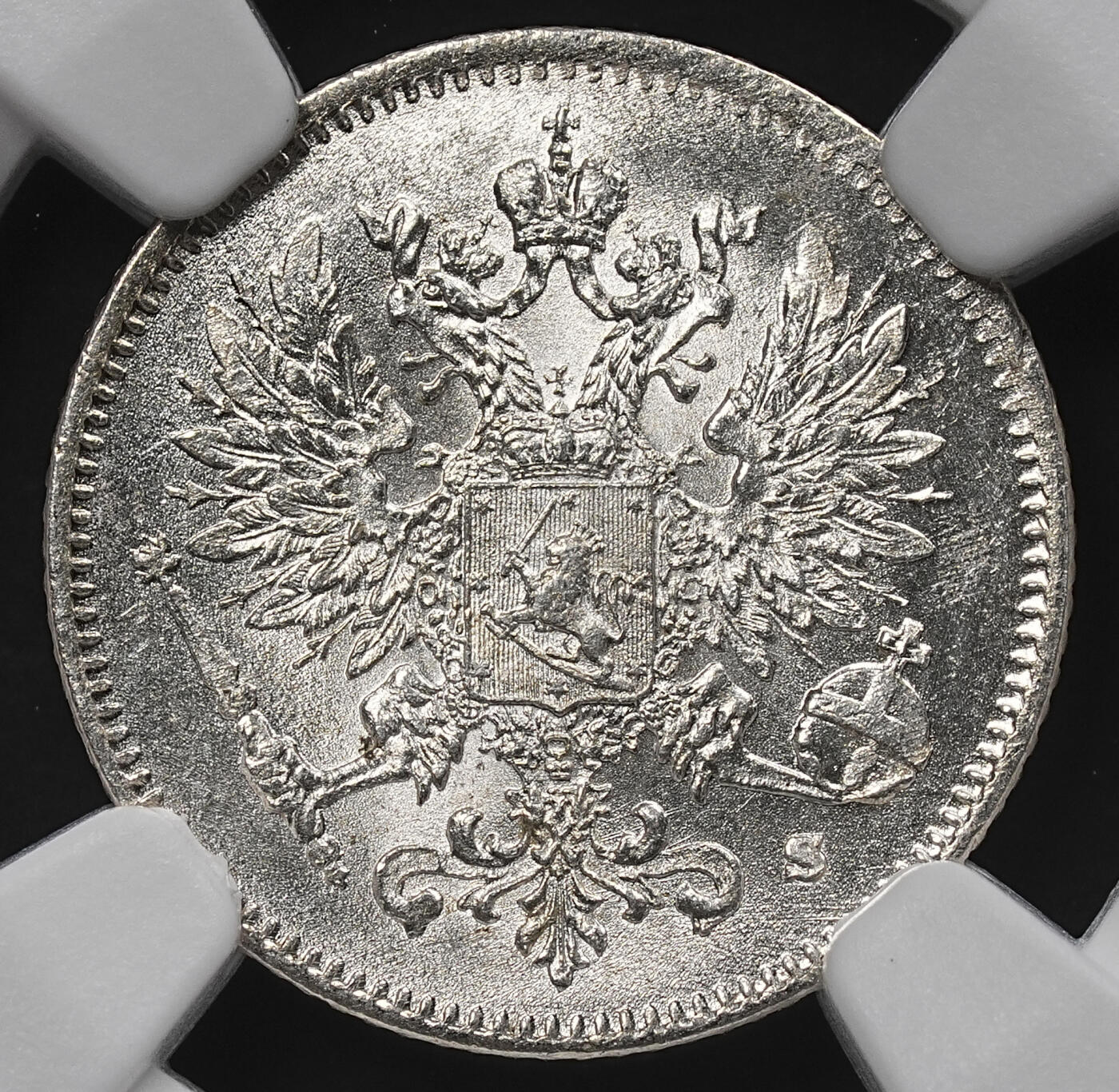 修遠堂世界钱币第九十六期 NGC MS66 1917年芬兰25盆尼银币