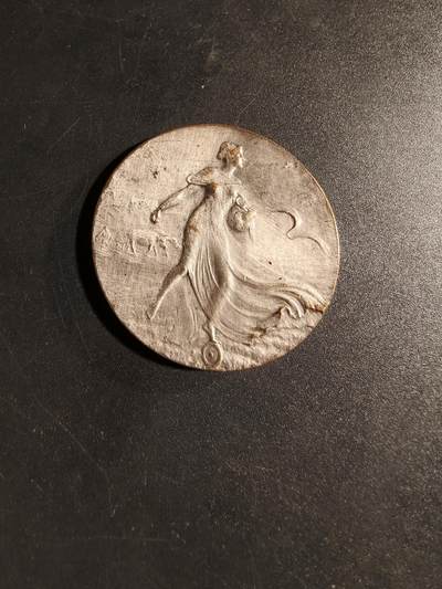 老王徽章第167期 - 法国硝酸盐生产商代表团镀银大铜章     直径36mm.    重量18g