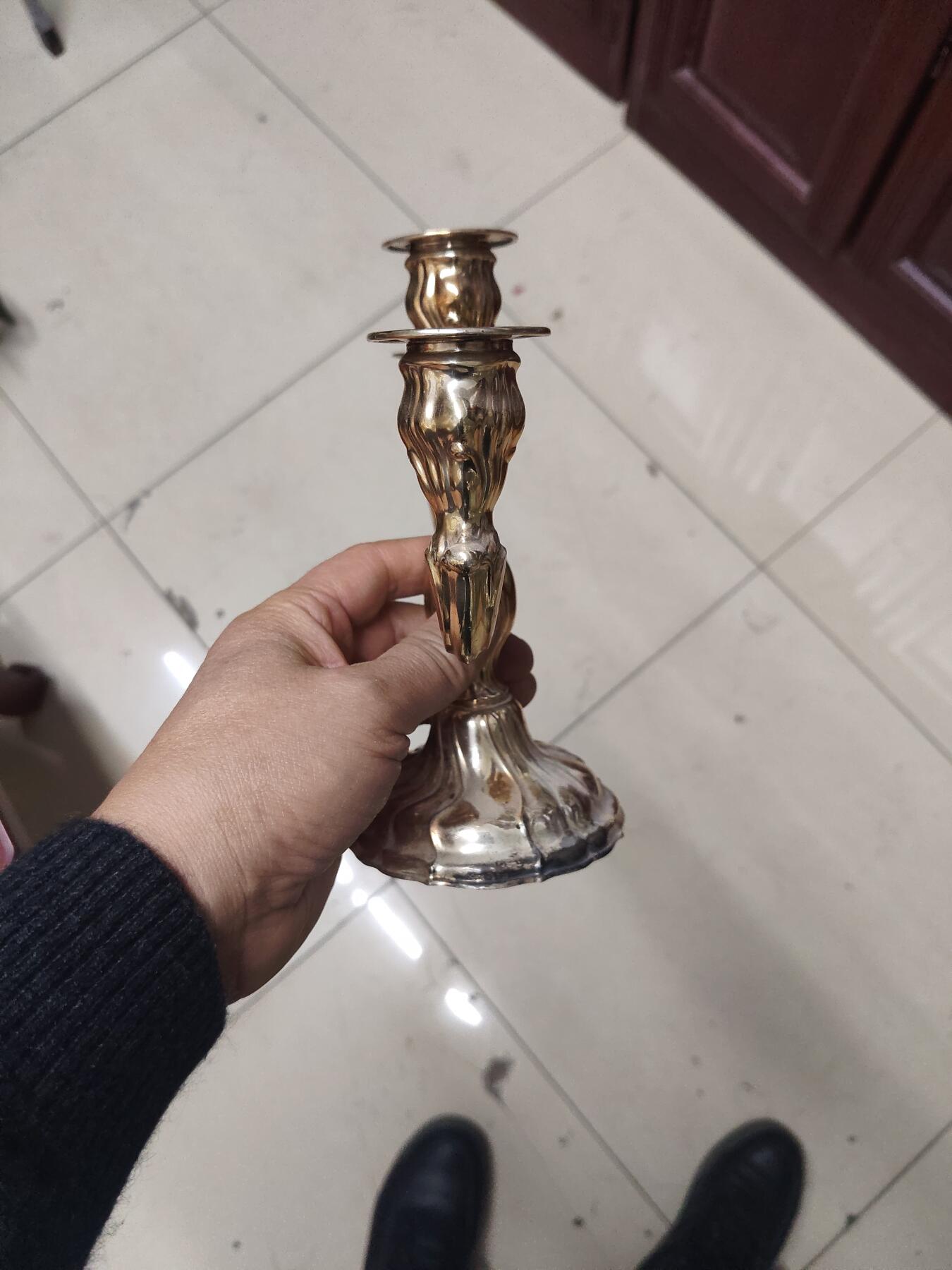 老银件 欧洲银制烛台