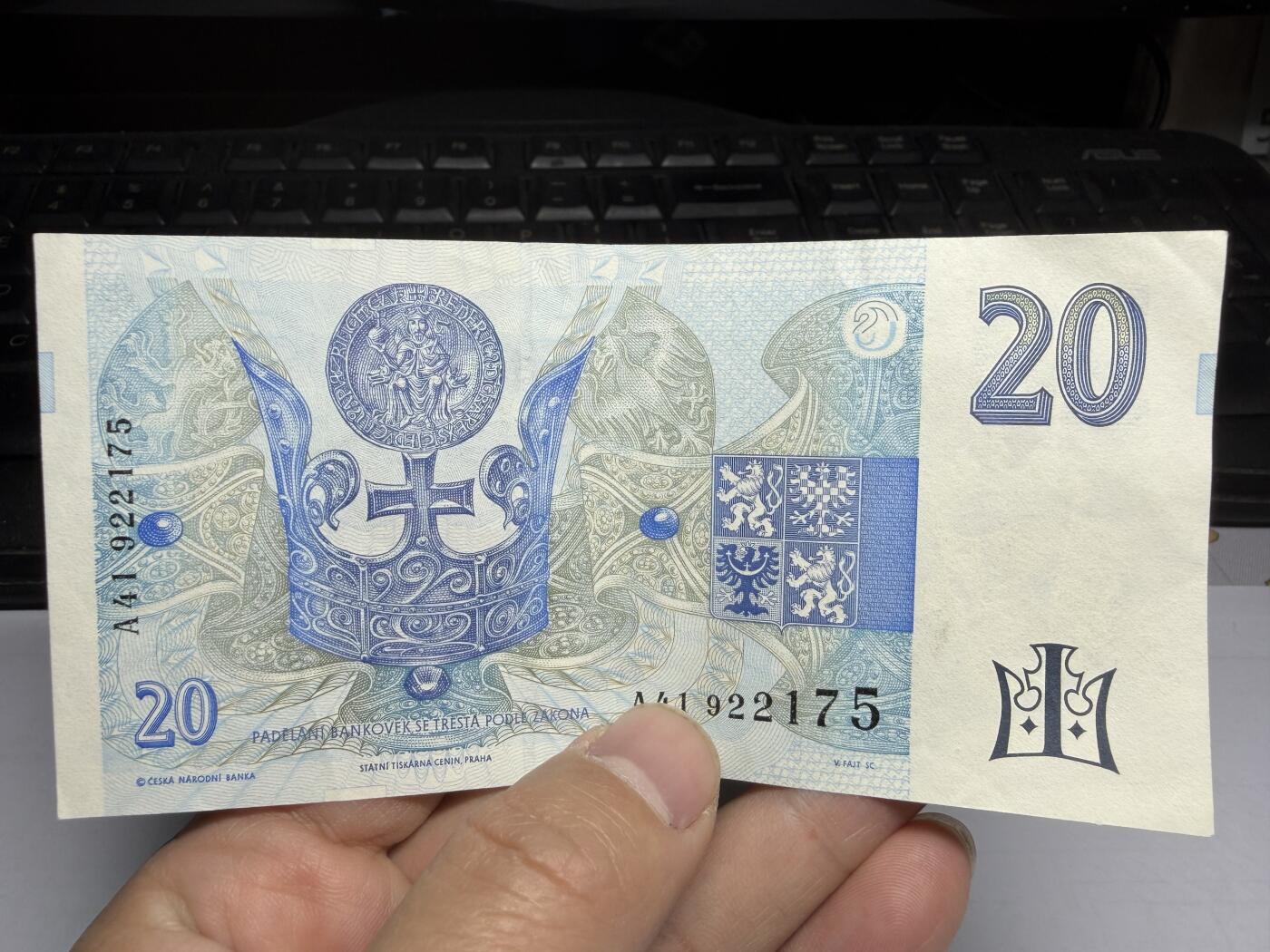 2025年集古藏今外币拍卖第十期-第10场—（总第290拍-纸币专场），本期拍完结算一次，发货时间2-3天，休息几天后继续新的一期拍卖。 1994年捷克20克朗