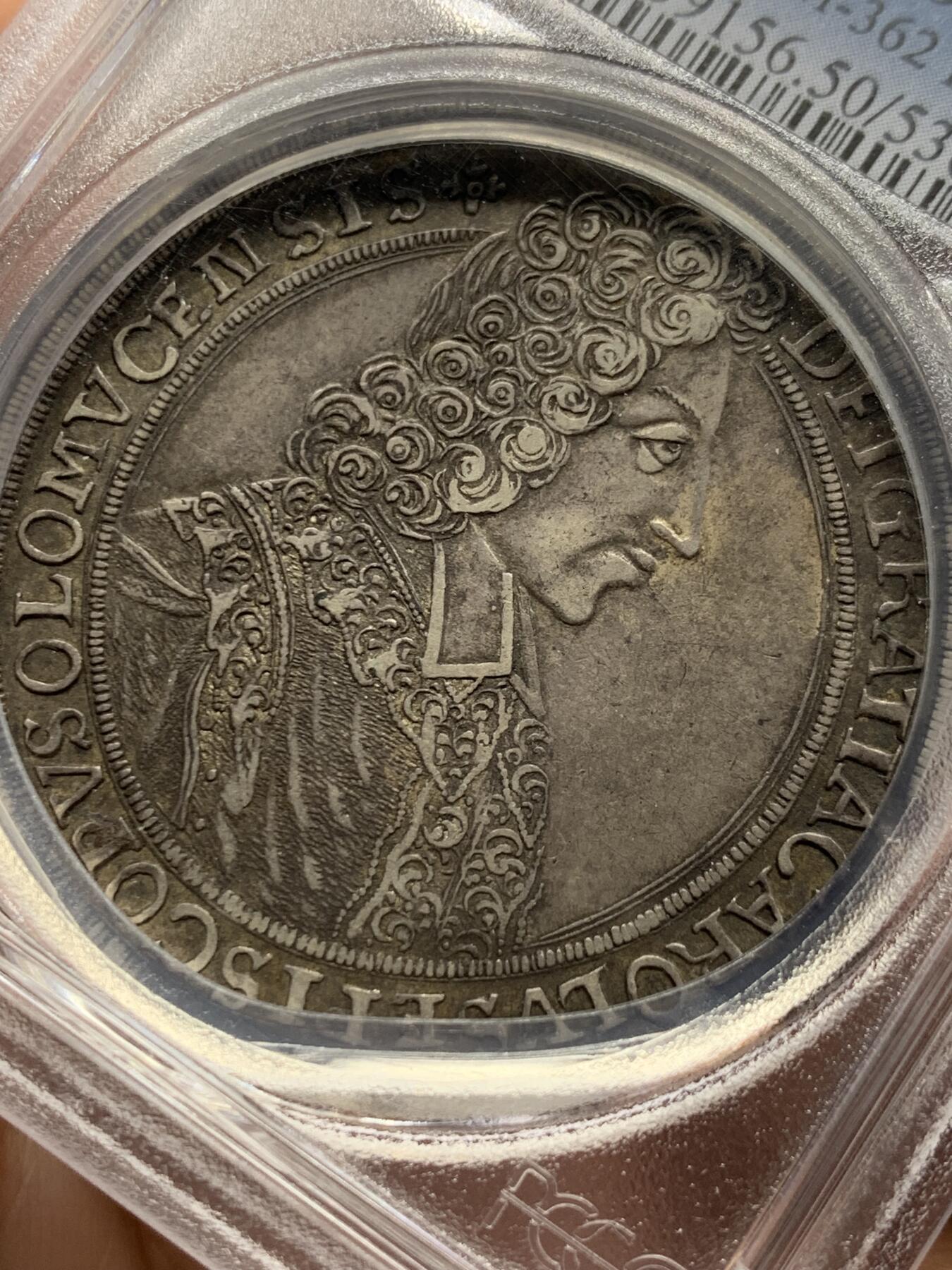 《竞宝斋》第444场 周日，周一，2场连拍 （全场包邮） PCGS AU50 神圣罗马帝国 波西米亚王国 奥尔穆茨主教区1704年泰勒大银币 原味深打 加厚盒装