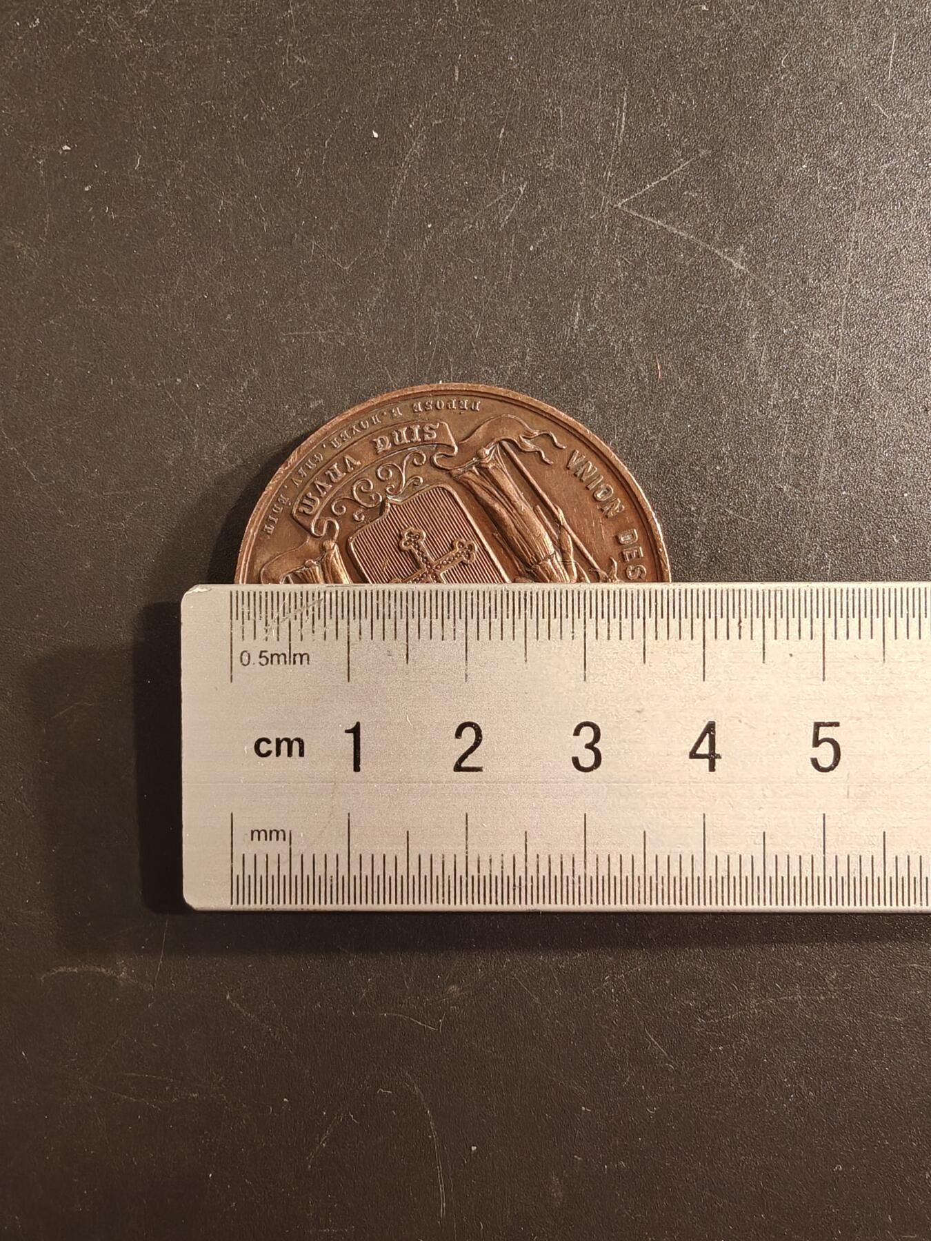 老王徽章第167期 法国天主教工人协会联盟1877年圣昆汀博览会大铜章     蜜蜂cuivre铜标      直径38mm.    重量21g