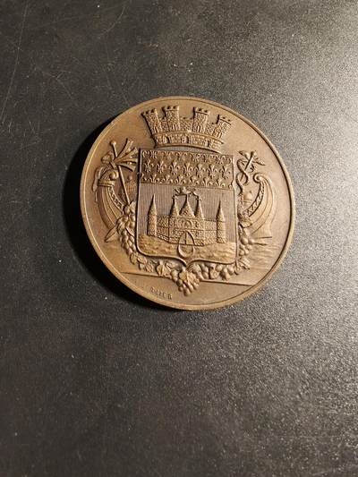 老王徽章第167期 - 法国波尔多市大铜章     直径41mm.    重量40g