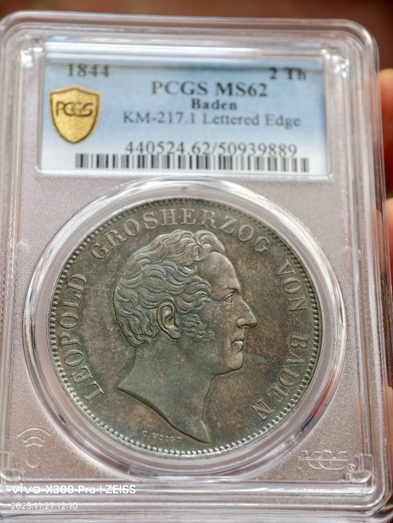 PCGS MS62 1844巴登纪念碑2泰勒