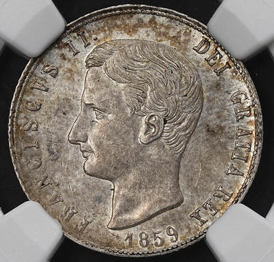 修遠堂世界钱币第九十六期 - NGC MS62 1859年那不勒斯与西西里王国20 GRANA银币