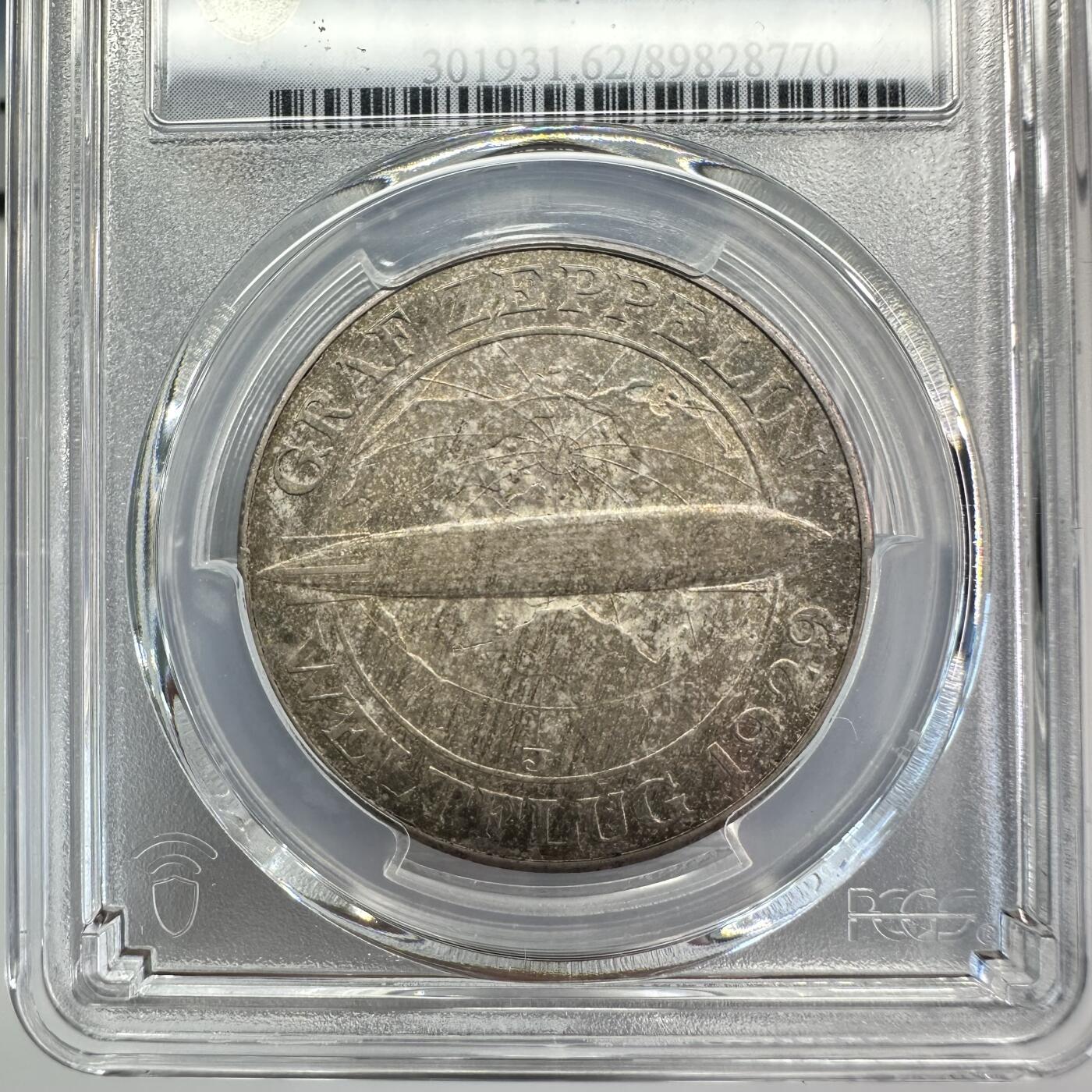 1930年J德国飞艇5马克银币MS62 PCGS