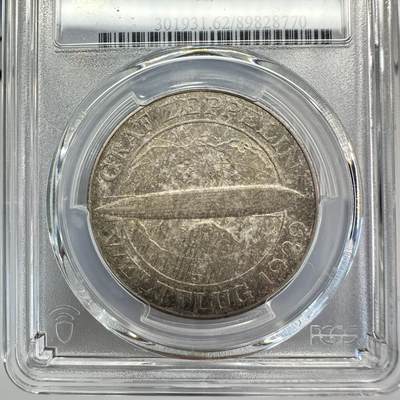 1930年J德国飞艇5马克银币MS62 PCGS - 1930年J德国飞艇5马克银币MS62 PCGS