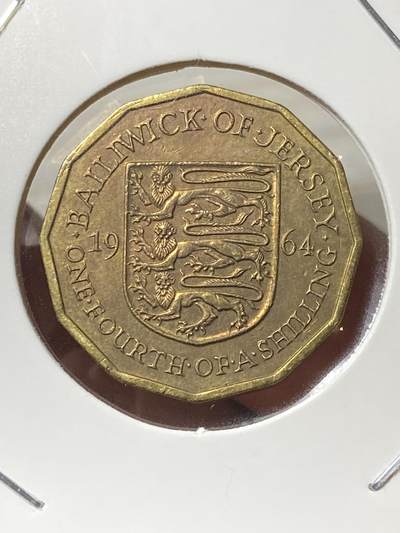 2025年第一百三十三场(总第一百五十九场）外国好品纸夹散币场(免佣金) - 英属泽西岛🇯🇪1964单年份1/4先令(伊丽莎白二世青年带冠，第二版)