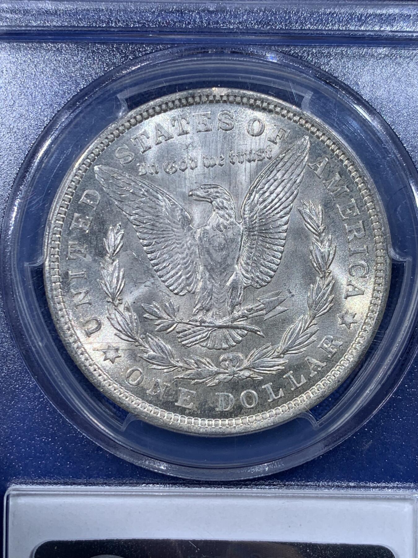《竞宝斋》第444场 周日，周一，2场连拍 （全场包邮） PCGS MS64 美国1921年摩根银币P厂 底板底光充沛 盒子正方面支撑架有损