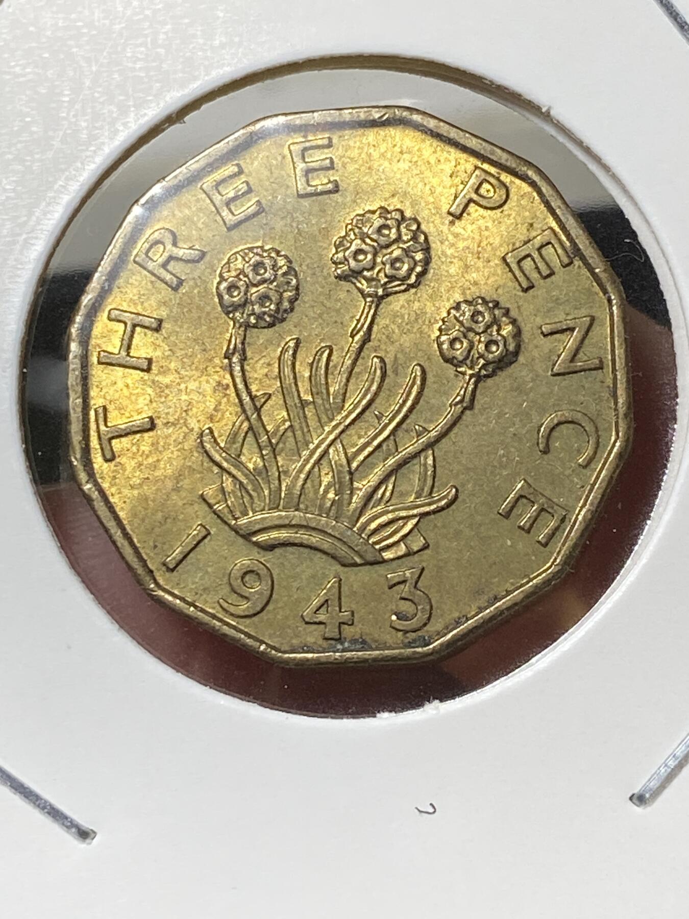 2025年第一百三十三场(总第一百五十九场）外国好品纸夹散币场(免佣金) 原光好品–英国🇬🇧1943年3便士(乔治六世第一版)