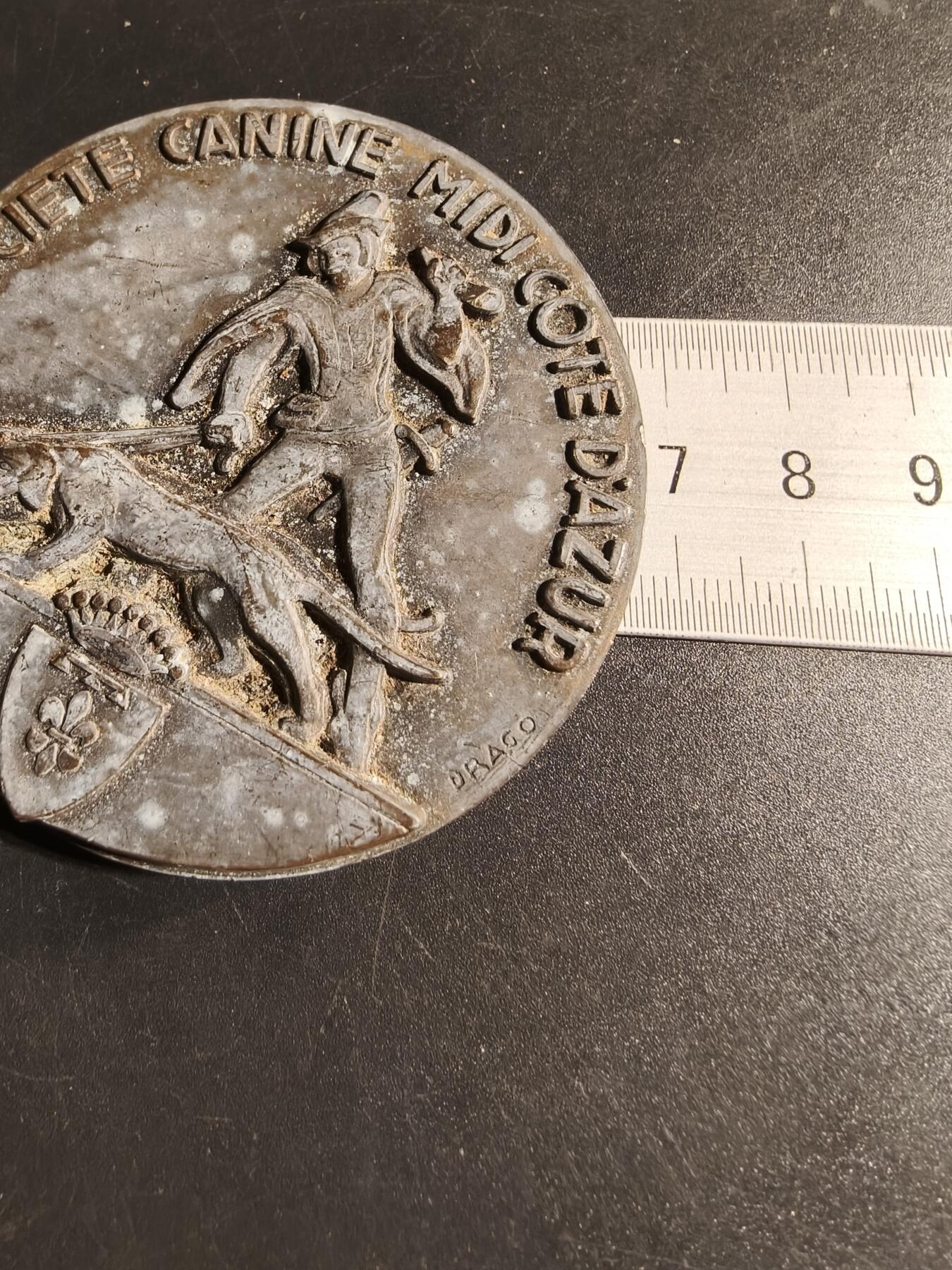 老王徽章第167期 法国蔚蓝海岸犬类协会纪念章     直径68mm.    重量138.1g