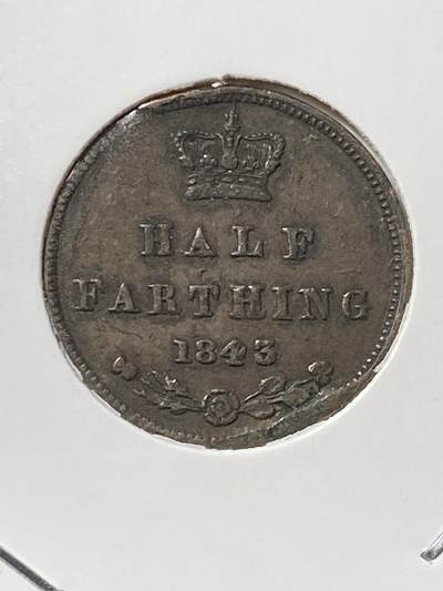 2025年第一百三十三场(总第一百五十九场）外国好品纸夹散币场(免佣金) - 稀少品种轻微不平–英国🇬🇧1843年1/2法新(维多利亚女王青年)