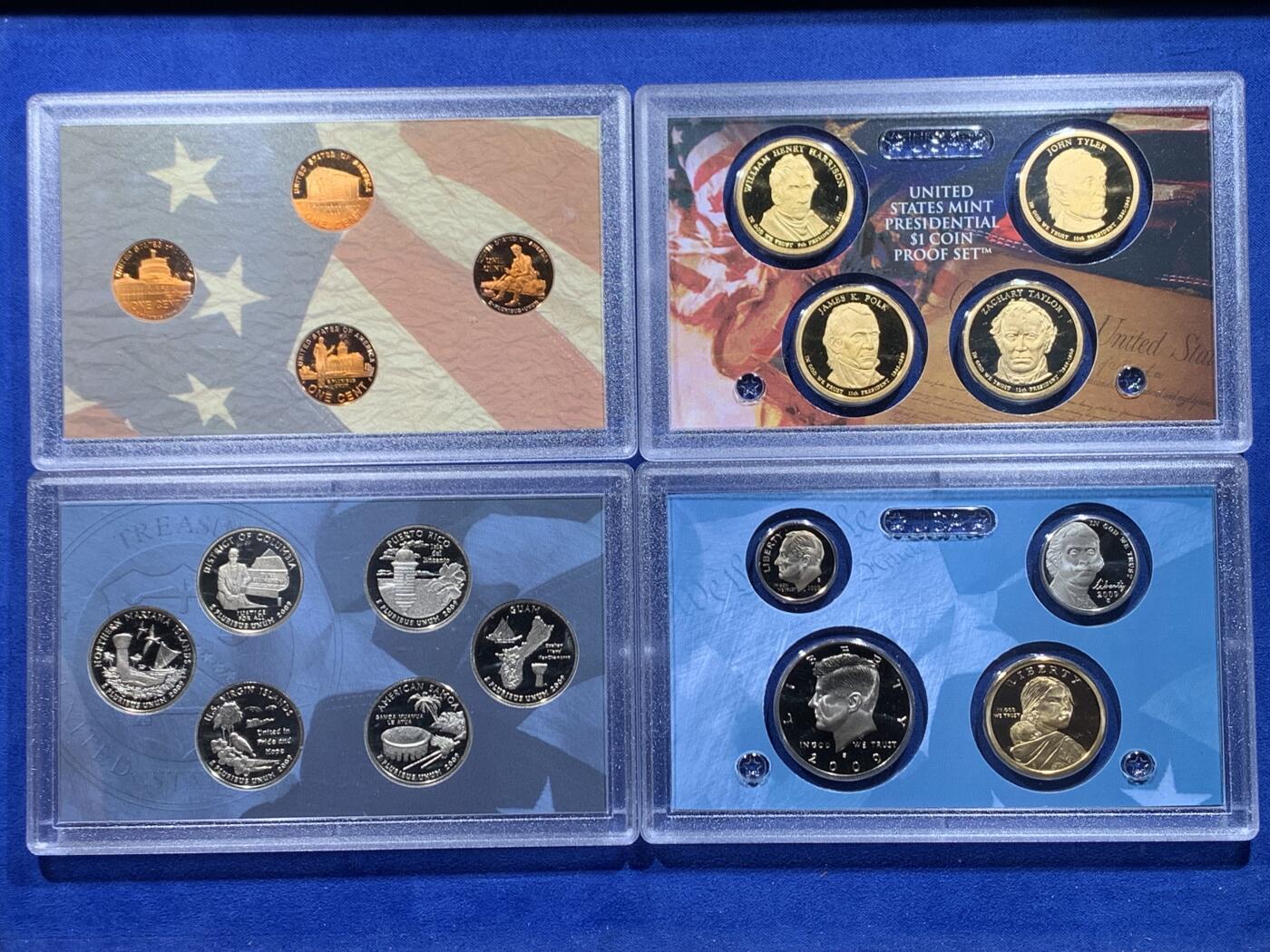 《竞宝斋》第444场 周日，周一，2场连拍 （全场包邮） 美国2009年套币4本 精制币 细节见图