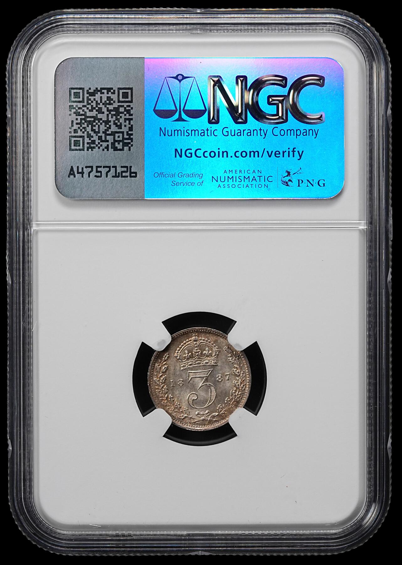 修遠堂世界钱币第九十六期 NGC MS65 1887年英国3便士银币