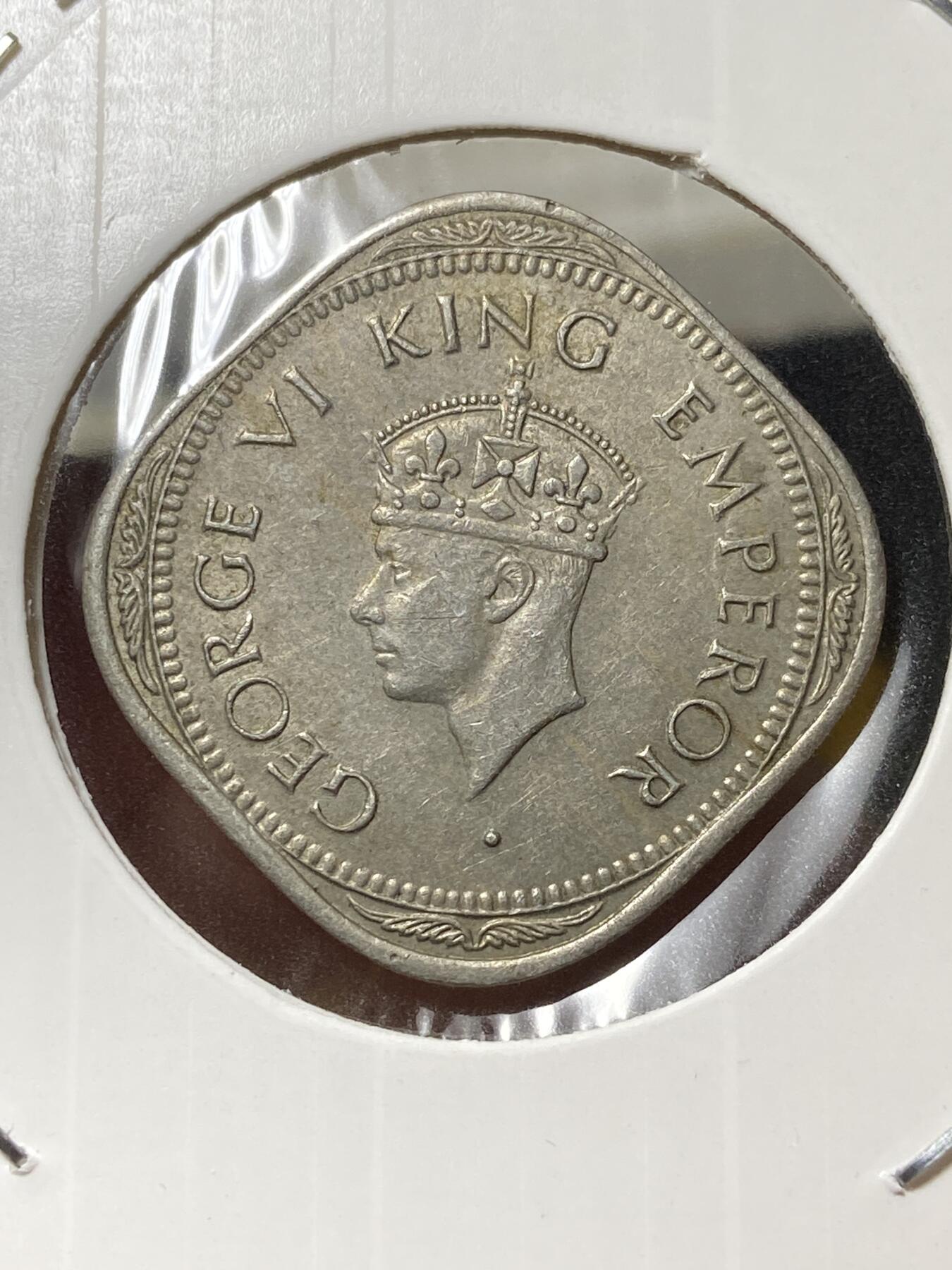 2025年第一百三十三场(总第一百五十九场）外国好品纸夹散币场(免佣金) 带光好品–英属印度1946年2安娜(乔治六世第四版，首发年仅发行2年)