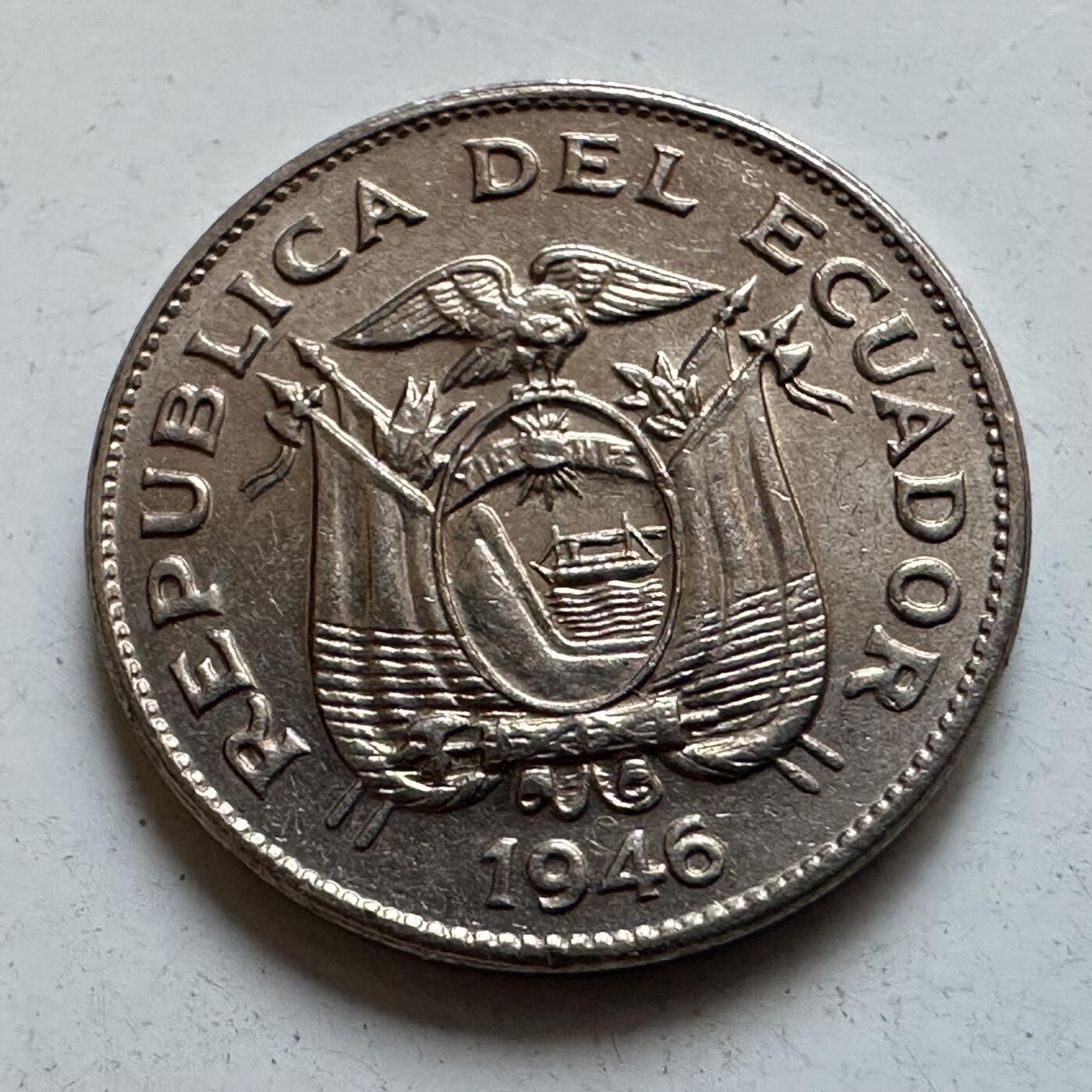 🌹外币初藏🌹🐯2025年第135场  每周二四六晚8️⃣点 接代拍 厄瓜多尔1946年五分