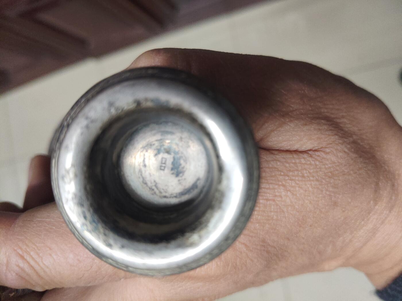 老银件 英国老银制烛台一对