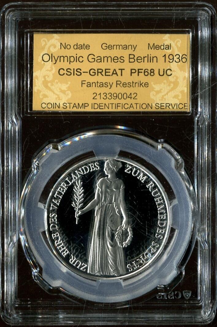 CSIS-GREAT评级精品钱币拍卖第三百二十八期 德国柏林奥运臆造币章 后铸 CSIS