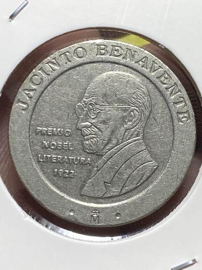 2025年第一百三十三场(总第一百五十九场）外国好品纸夹散币场(免佣金) - 少见品种–西班牙🇪🇸1997单年份200比塞塔(1922年诺贝尔文学奖获得者，剧作家哈辛托·贝纳文特纪念币)