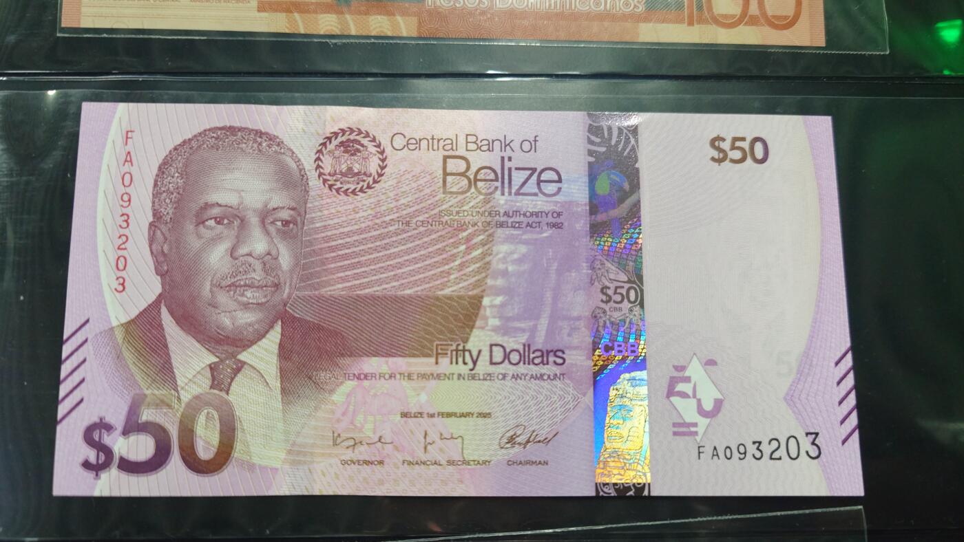 世界钱币～微拍第218期暨2025年第58期  老库存低价起拍 2025年伯利兹50元 FA冠全新绝品无47尾号203