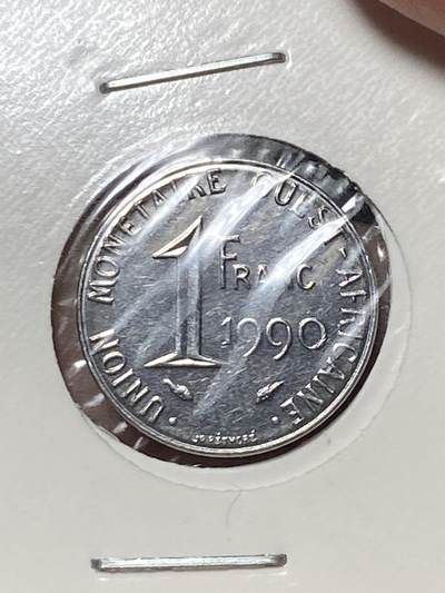 2025年第一百三十三场(总第一百五十九场）外国好品纸夹散币场(免佣金) - 西非国家联盟1990年1法郎(第三套流通硬币，Dolphin–海豚标)