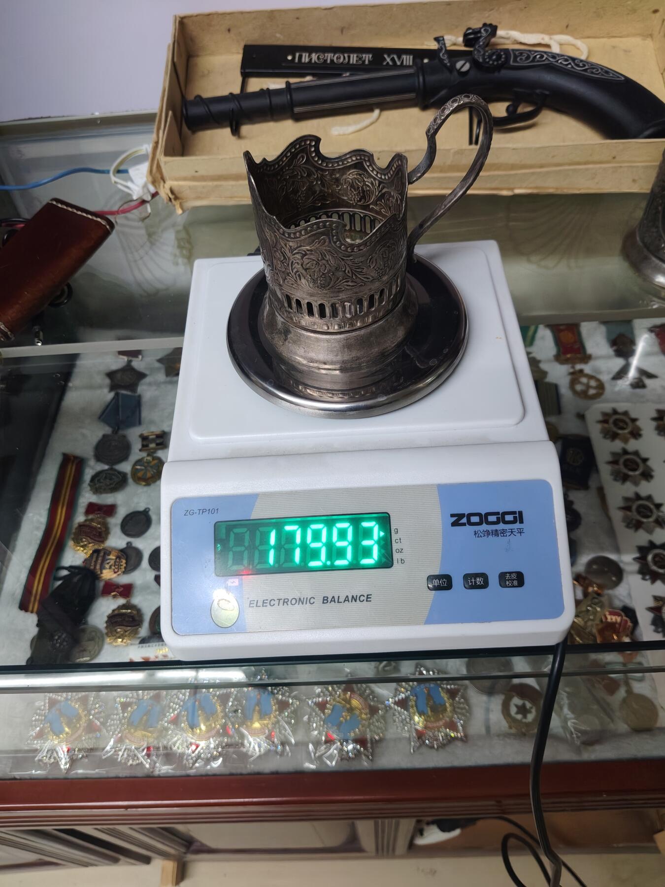 老银件 厚重苏联镀银老杯托4