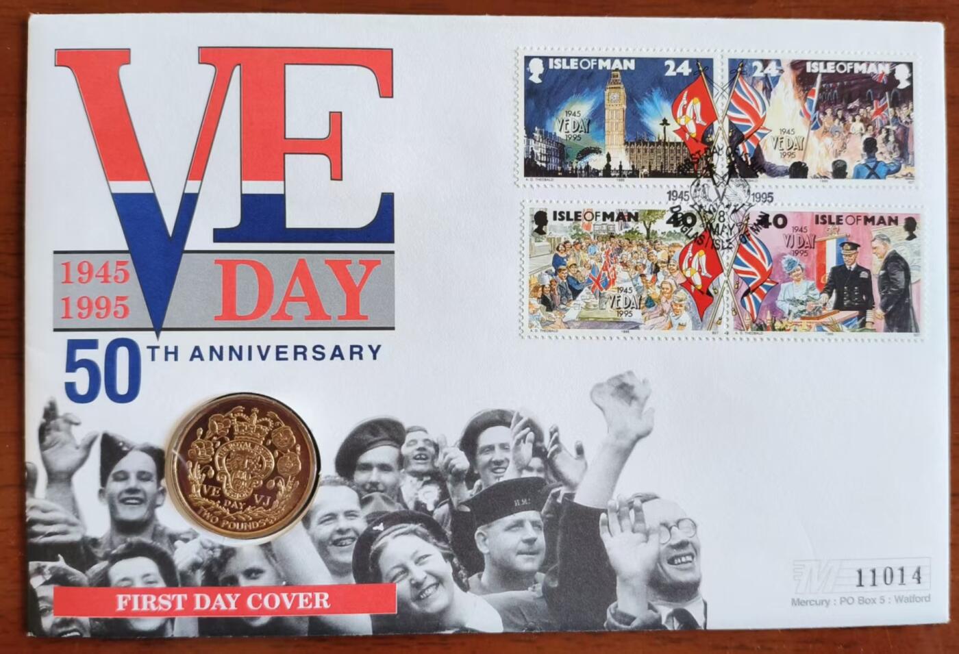 ❤️【币观天下】❤️ 第333期钱币拍卖- 2025.12.5周五晚上6点半场-长期征集拍品 马恩岛1995年两镑 VE DAY 邮币封