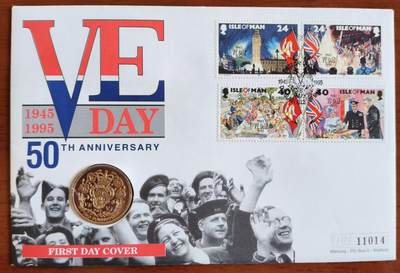 ❤️【币观天下】❤️ 第333期钱币拍卖- 2025.12.5周五晚上6点半场-长期征集拍品 - 马恩岛1995年两镑 VE DAY 邮币封