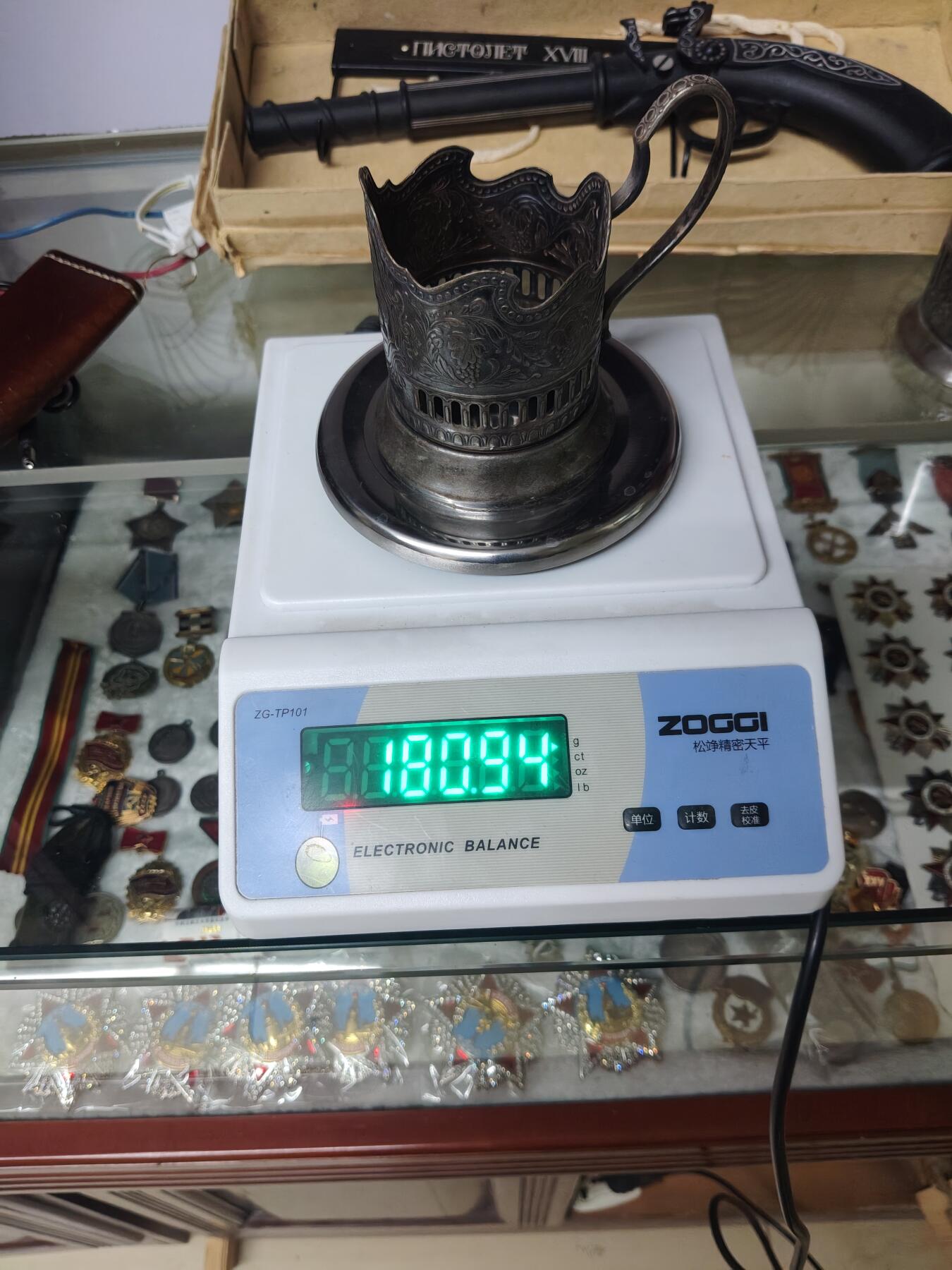 老银件 厚重苏联镀银老杯托2