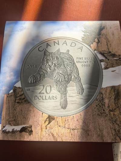 长老汇蛇年精选第七十八场拍卖 2014加拿大猞猁20加元银样币，7.96克9999银，卡装