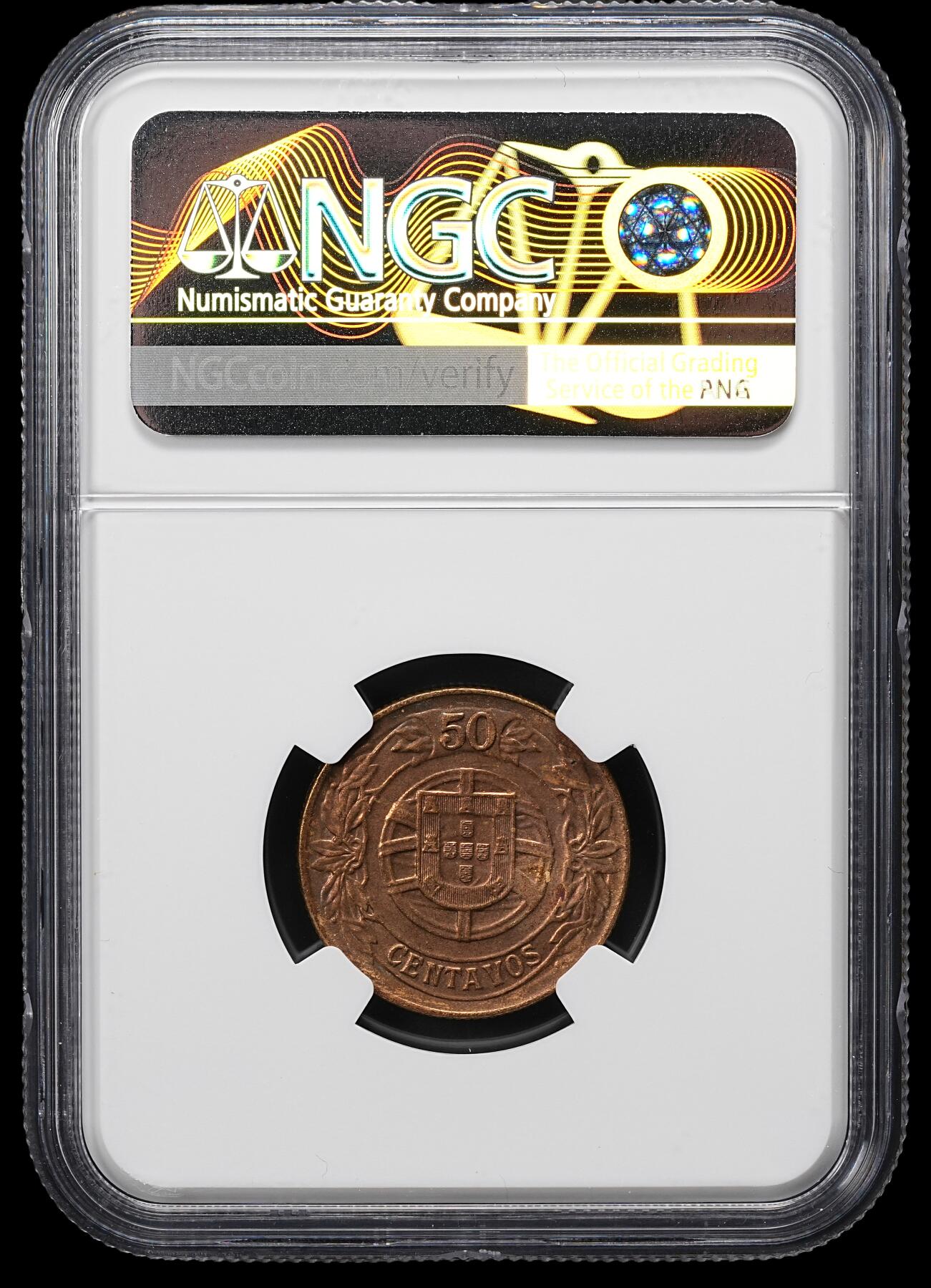 修遠堂世界钱币第九十六期 NGC MS62 1926年葡萄牙50分