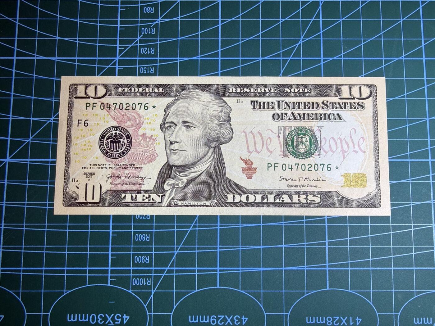 【炜奕收藏】，第五十二期 2017年美国10美元，UNC品相，补号