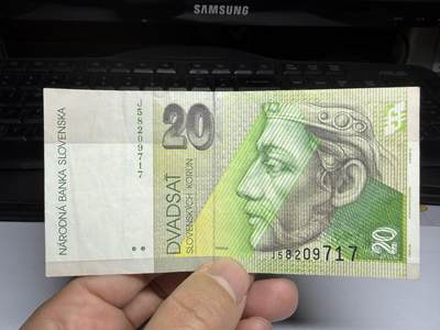 2025年集古藏今外币拍卖第十期-第10场—（总第290拍-纸币专场），本期拍完结算一次，发货时间2-3天，休息几天后继续新的一期拍卖。 - 2001年斯洛伐克20克朗